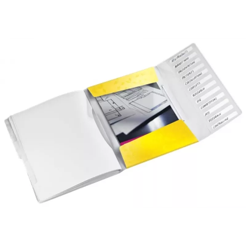 Leitz dalītāju grāmata WOW PP 12 iedaļām, A4, polipropilēns (PP), dzeltena, 200 lapas, 80 g/m², 265 mm