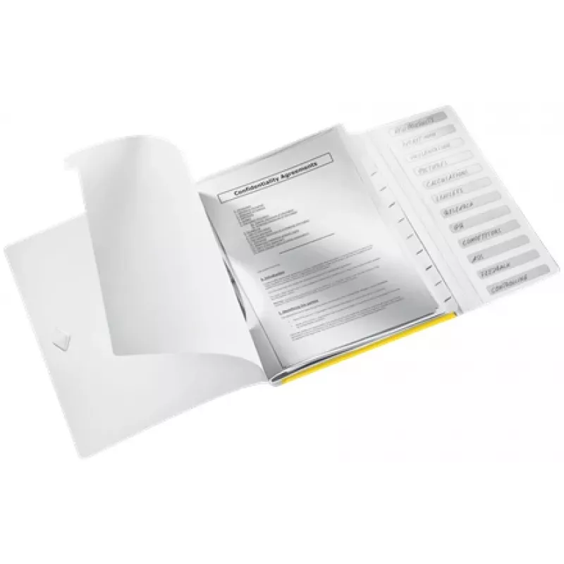 Leitz dalītāju grāmata WOW PP 12 iedaļām, A4, polipropilēns (PP), dzeltena, 200 lapas, 80 g/m², 265 mm