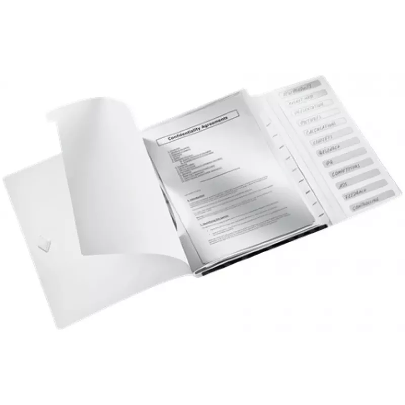 Leitz dalītāju grāmata WOW PP 12 nodalījumi, parastā dokumentu mape, A4, polipropilēns (PP), melna, spīdīga, 200 lapas