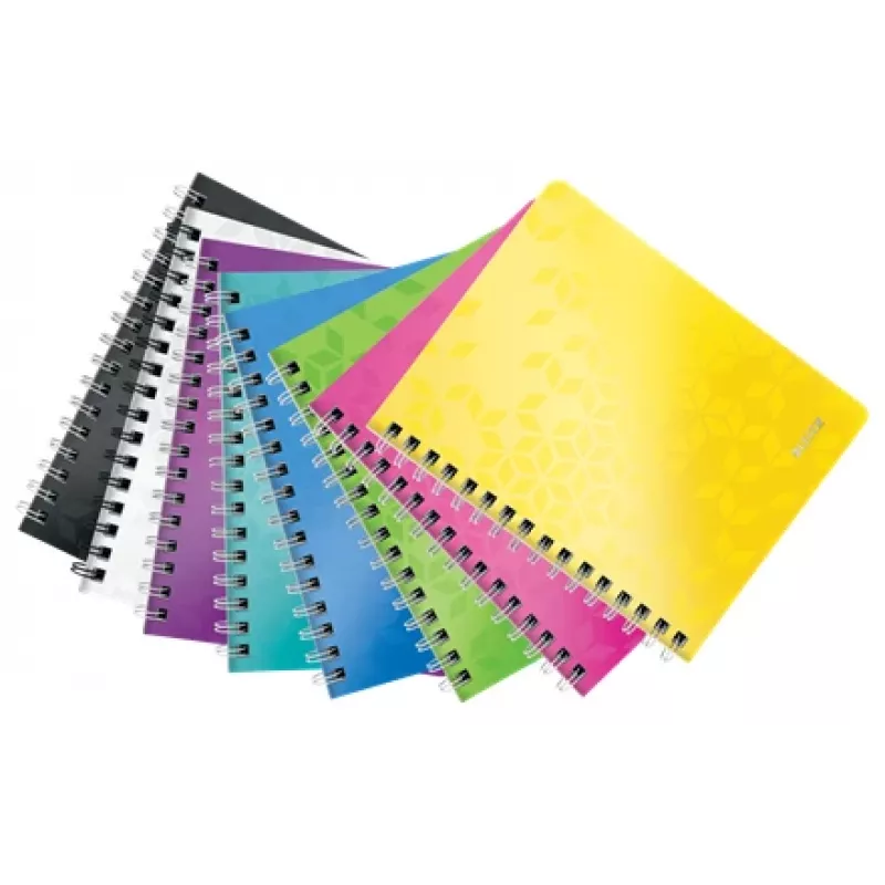 Leitz WOW piezīmju bloks A5 līniju, stiepļu iesējums ar PP vāku, Monohromatisks, Balts, A5, 80 loksnes, 80 g/m², Līniju papīrs