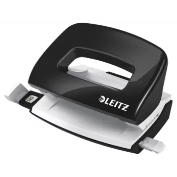 Leitz Hole Punch WOW Mini 2-hole / 10sheets, 10 loksnes, Melna, Balta, Plastmasa, 8 cm, 5,5 mm, A4, A5, A6, Folio, US-Quart, 8 x 8 x 8cm