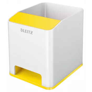 Leitz Sound Pen Holder WOW, balta, dzeltena, polistirols, 90 mm, 101 mm, 100 mm, 140 g