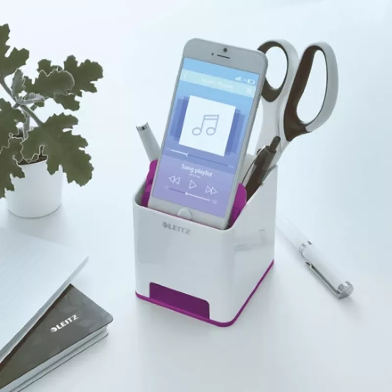 Leitz Sound Pen Holder WOW, violeta, polistirols (PS), 90 mm, 101 mm, 100 mm, 140 g