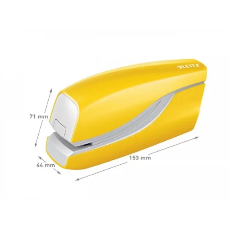 Leitz skavotājs ar bateriju WOW 5566, 10 loksnes, priekšējā, 1 cm, plastmasa, dzeltens, baterija