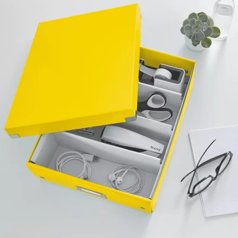 Leitz Click & Store WOW vidēja izmēra kārtošanas kaste, uzglabāšanas kaste, dzeltena, taisnstūrveida, kartons, vienkrāsaina, iekštelpām