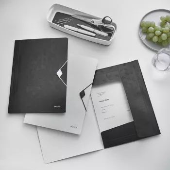 Leitz 3-Flap Folder WOW PP A4, Atloku mape, A4, Polipropilēns (PP), Melna, Ainava/Portrets, 150 lapas