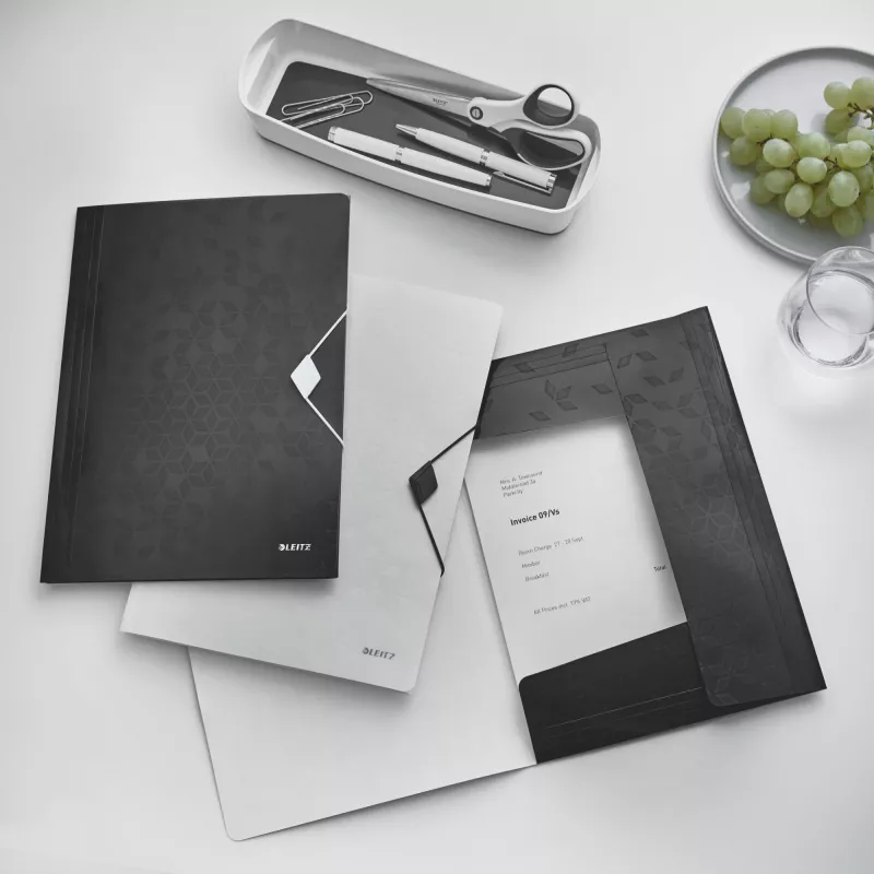 Leitz 3-Flap Folder WOW PP A4, Atloku mape, A4, Polipropilēns (PP), Melna, Ainava/Portrets, 150 lapas