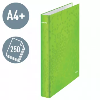 Leitz Ringbinder WOW Laminēta A4+ 2DR/25mm, A4+, D-gredzens, Kartons, Zaļa, 250 loksnes, 80 g/m²