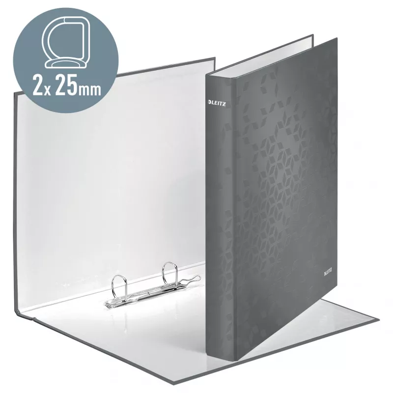 Leitz Ringbinder WOW Laminēta A4+ 2DR/25mm, A4+, D-gredzens, Kartons, Zaļa, 250 loksnes, 80 g/m²