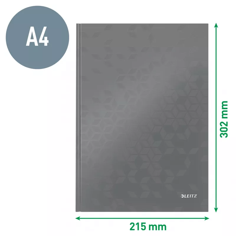 Leitz piezīmju grāmatiņa WOW A4 rūtiņu ar cietajiem vākiem 90g/80lpp, raksts, zaļa, A4, 80 lapas, 80 g/m², rūtiņu papīrs