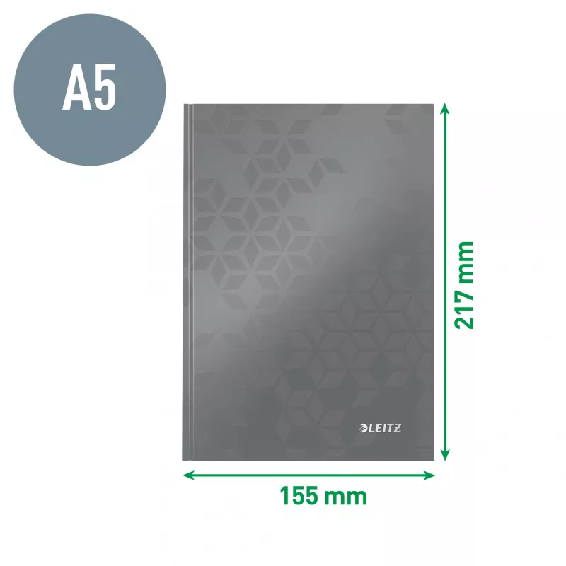 Leitz WOW piezīmju grāmatiņa A5 rūtiņu līnijā ar cietajiem vākiem, raksts, zaļa, A5, 80 lapas, 80 g/m², rūtiņu līnija
