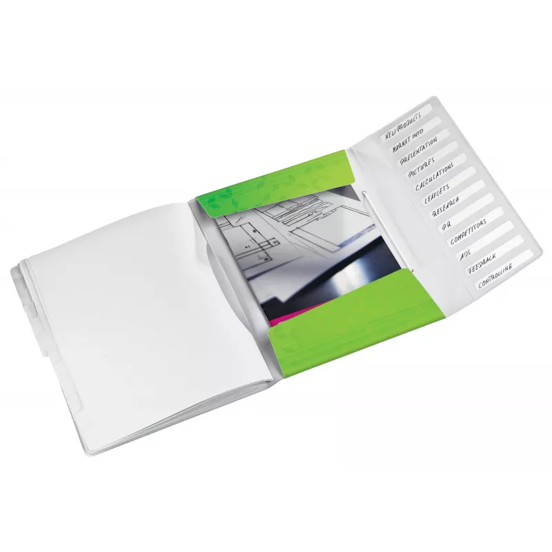 Leitz dalītājgrāmata WOW PP 12 iedaļas, A4, polipropilēns (PP), zaļa, 200 lapām, 80 g/m², 265 mm