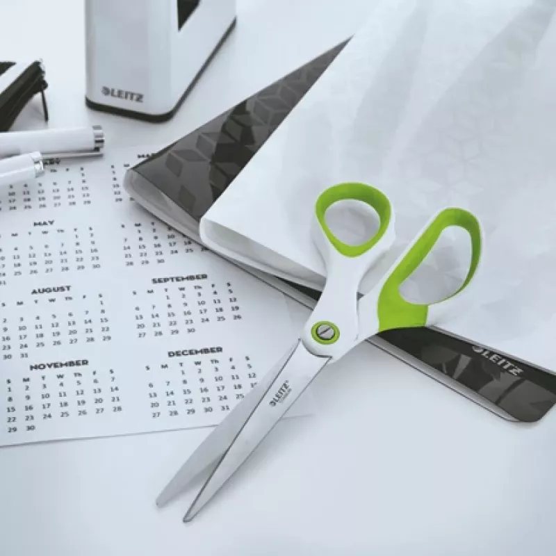 Leitz WOW Titanium Office Scissors 205 mm, pieaugušajiem, taisns griezums, atsevišķas, zaļa, balta, nerūsējošais tērauds, biroja šķēres