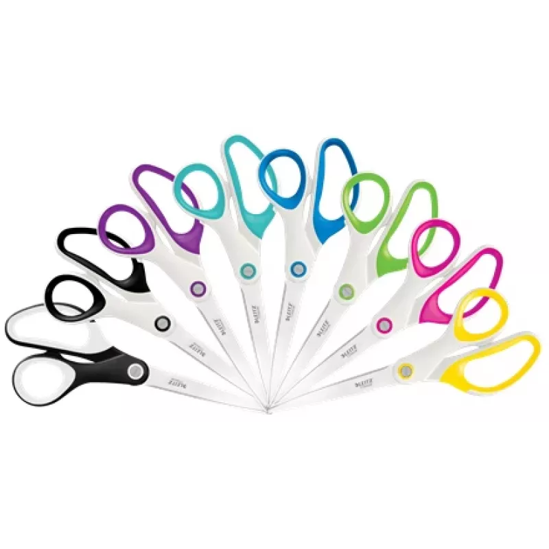 Leitz WOW Titanium Office Scissors 205 mm, pieaugušajiem, taisns griezums, atsevišķas, zaļa, balta, nerūsējošais tērauds, biroja šķēres