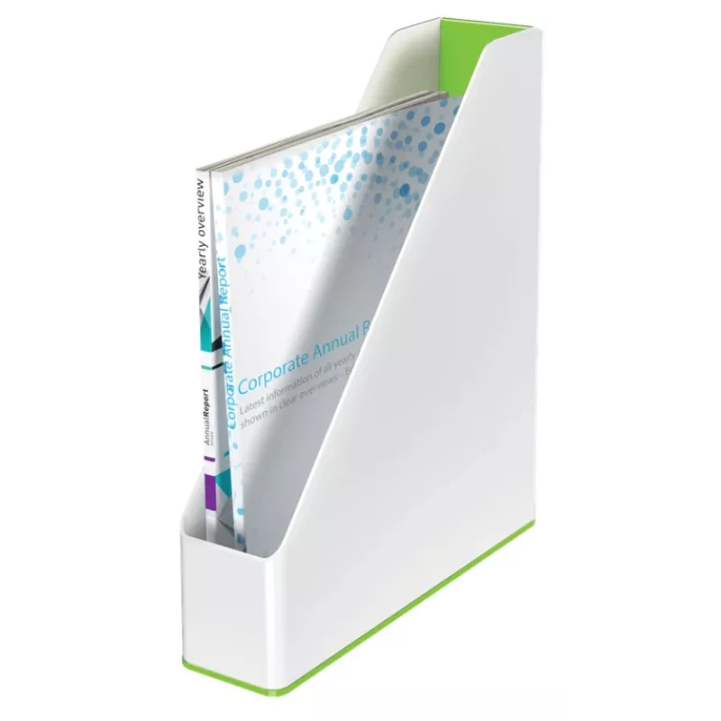 Leitz žurnālu glabātuve WOW Dual Colour, zaļa, balta, plastmasa, A4, 73 mm, 318 mm, 272 mm