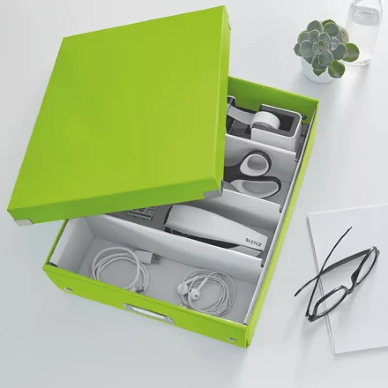Leitz Click & Store WOW vidēja izmēra organizatora kaste, uzglabāšanas kaste, zaļa, taisnstūrveida, kartons, vienkrāsaina, iekštelpām