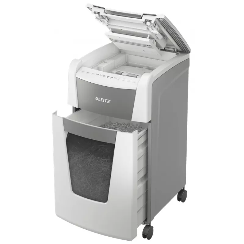 Leitz IQ Autofeed Office 300 automātiskais papīra smalcinātājs P5, mikro griezuma smalcināšana, 22 cm, 2 x 15 mm, 60 L, 700 loksnes, 55 dB