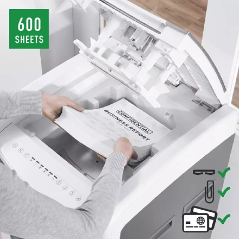 Leitz IQ Autofeed Office Pro 600 automātiskais papīra smalcinātājs P4