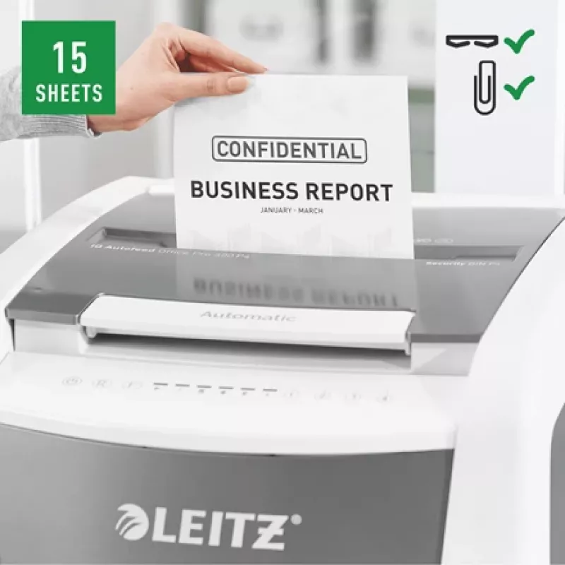 Leitz IQ Autofeed Office Pro 600 automātiskais papīra smalcinātājs P4