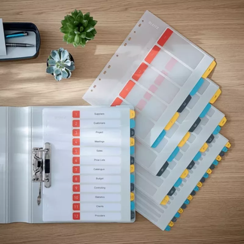Leitz Cosy 1-10 Drukājams reģistrs, PP, Ciparu cilņu rādītājs, Polipropilēns (PP), Portrets, A4 Maxi, 245 mm, 305 mm