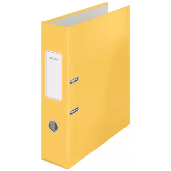 Leitz 180° Cosy sviru arhīva mape Soft Touch 80 mm, A4, kartons, dzeltena, teksturēta virsma, 600 lapas, 80 g/m²