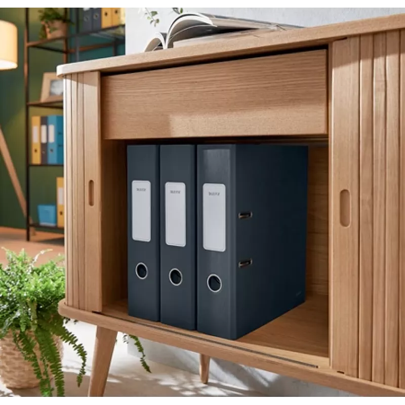 Leitz 180° Cosy sviru arhīva mape Soft Touch 80 mm, A4, kartons, melna, strukturēta virsma, 600 loksnes, 80 g/m²