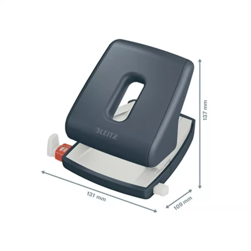 Leitz Cosy perforators 2-caurumu 30 loksnēm, 30 loksnes, melna, Plastmasa, 8 cm, 5,5 mm, A4, A5, A6, Folio, US-Quart, 8 x 8 x 8 cm