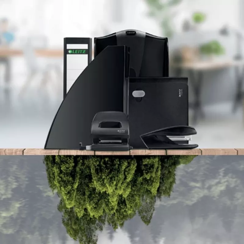 Leitz NeXXt Recycle caurumsitējs, 30 lapām, melns, plastmasas, 8 cm, 5,5 mm, A6