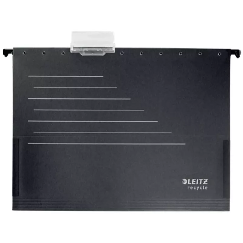 Leitz Alpha® Recycle piekaramā kabata no kartona, A4, melna, kartons, 80 g/m², 150 loksnes, 348 mm