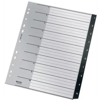 Leitz Recycle Index, PP, īpaši plats, ciparu tabu rādītājs, polipropilēns (PP), melns, balts, portrets, A4 Maxi, 160 g/m²