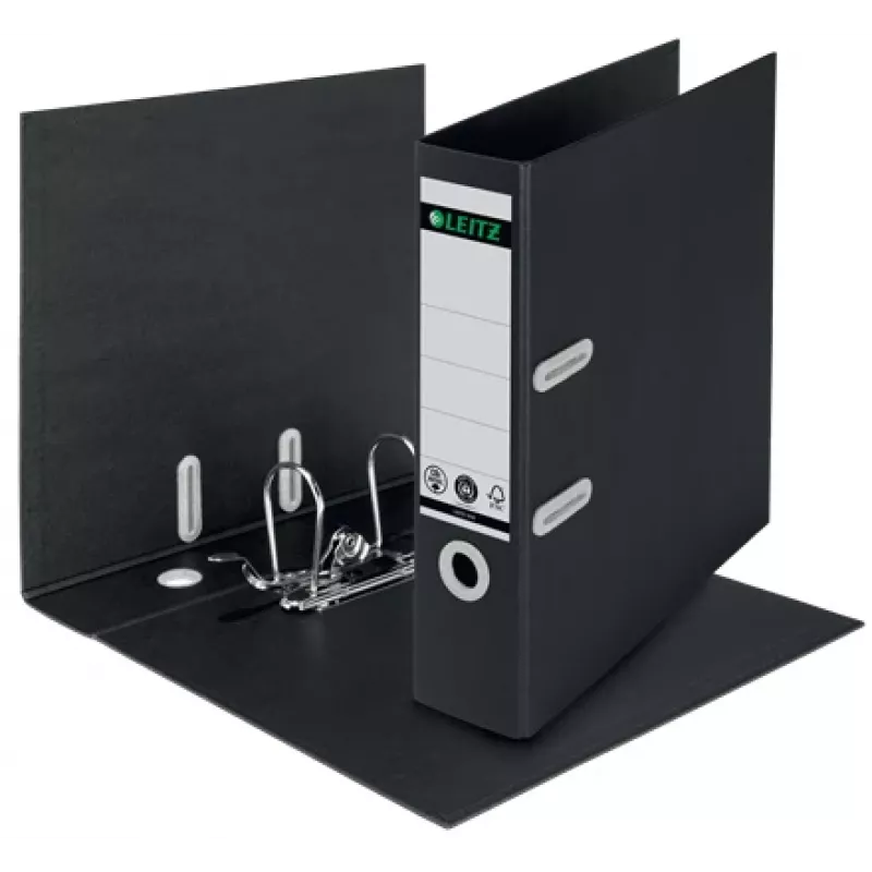 Leitz 180° Recycle sviru mape, A4, kartons, melna, 600 lapas, 80 g/m², 320 mm