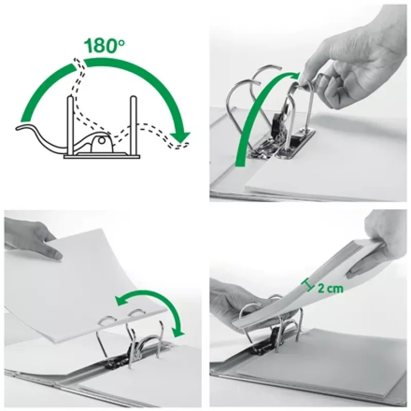 Leitz 180° Recycle sviru ātršuvējs, A4, kartons, melns, 350 lapas, 80 g/m², 320 mm