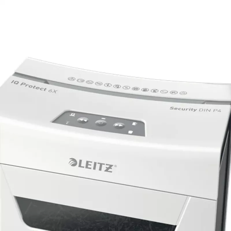 Leitz IQ Protect Premium papīra smalcinātājs 6X P4, 4 x 40 mm, 10 L, 100 lapas, 55 dB, skārienjūtīgs, 6 lapas