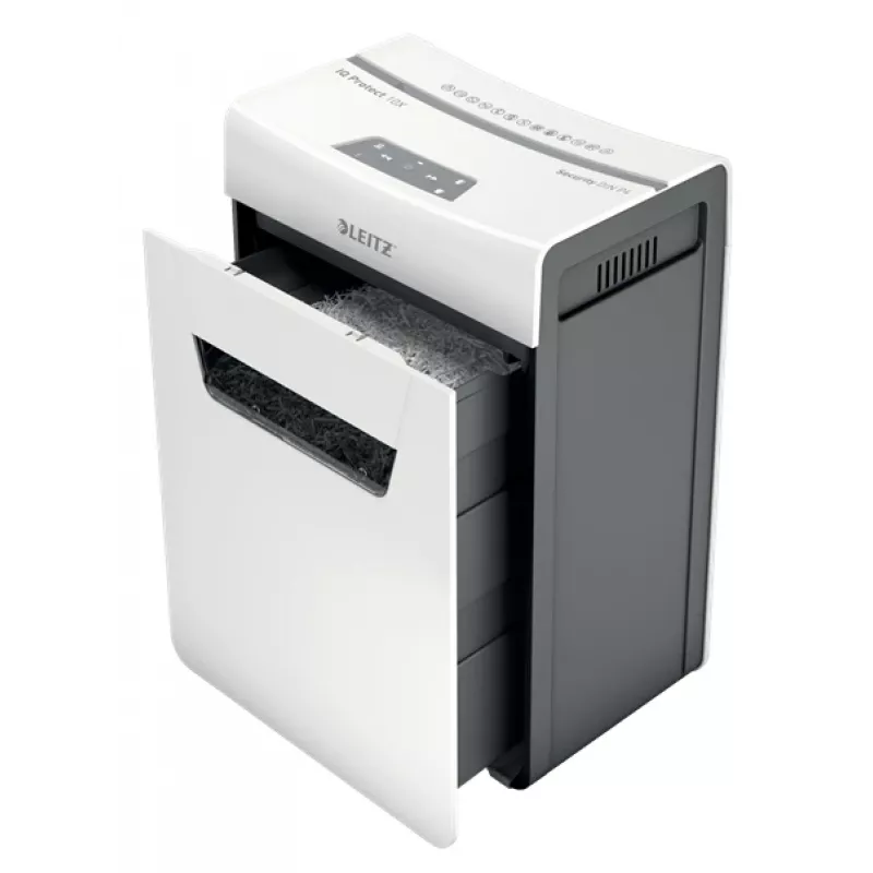 Leitz IQ Protect Premium papīra smalcinātājs 10X P4, 4 x 40 mm, 18 L, 150 lapas, 55 dB, skārienjutīgs, 10 lapas