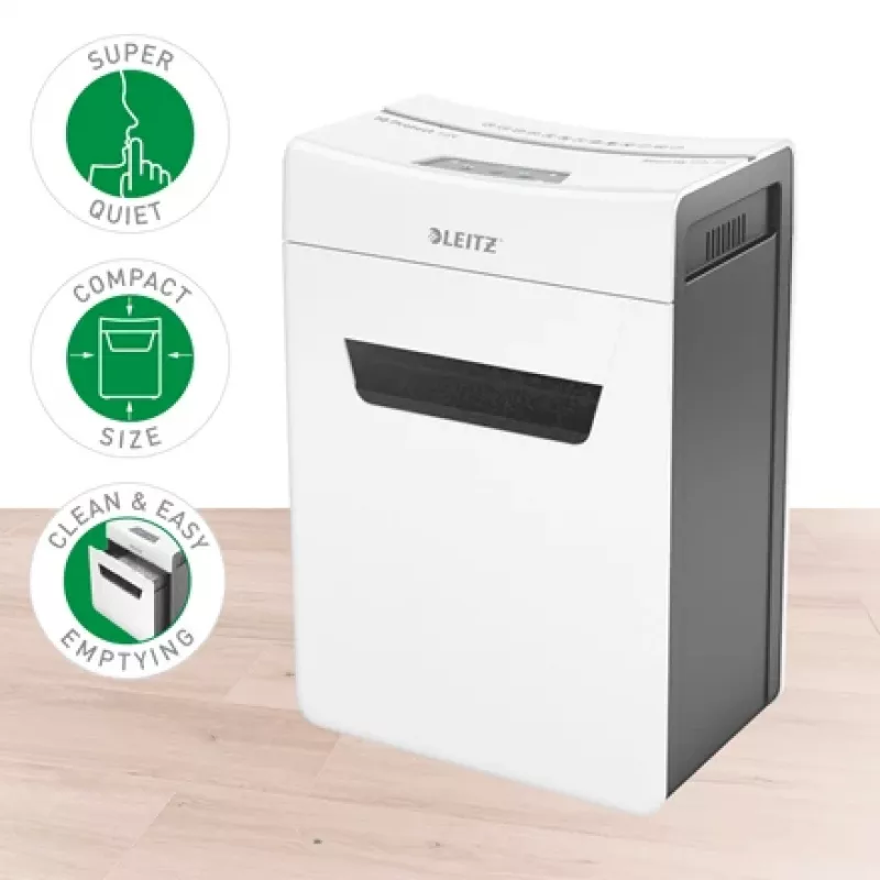 Leitz IQ Protect Premium papīra smalcinātājs 10X P4, 4 x 40 mm, 18 L, 150 lapas, 55 dB, skārienjutīgs, 10 lapas