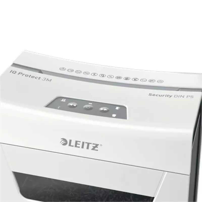 Leitz IQ Protect Premium papīra smalcinātājs 3M P5, mikro griezuma smalcināšana, 2 x 15 mm, 10 L, 125 loksnes, 55 dB, pieskāriena