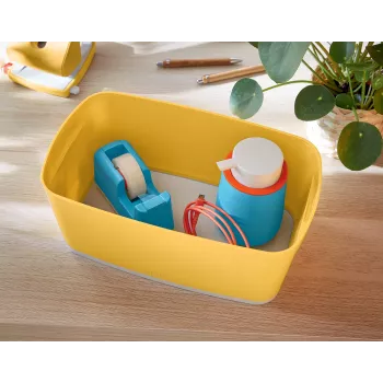 Leitz MyBox Cosy Small ar vāku, Uzglabāšanas kaste, Uzglabāšanas kaste, dzeltena, Taisnstūrveida, Plastmasa, Vienkrāsaina, Dzeltena