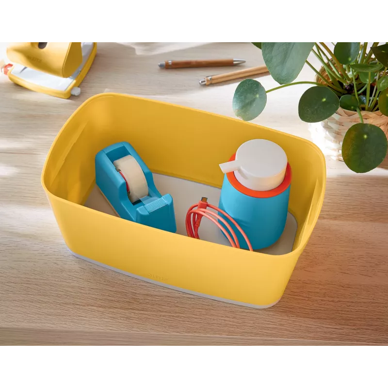 Leitz MyBox Cosy Small ar vāku, Uzglabāšanas kaste, Uzglabāšanas kaste, dzeltena, Taisnstūrveida, Plastmasa, Vienkrāsaina, Dzeltena