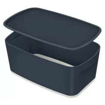 Leitz MyBox Cosy Small ar vāku, uzglabāšanas kaste, uzglabāšanas kaste, pelēka, taisnstūrveida, plastmasa, vienkrāsaina, iekštelpām