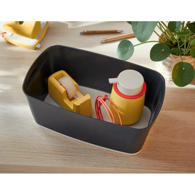Leitz MyBox Cosy Small ar vāku, uzglabāšanas kaste, uzglabāšanas kaste, pelēka, taisnstūrveida, plastmasa, vienkrāsaina, iekštelpām