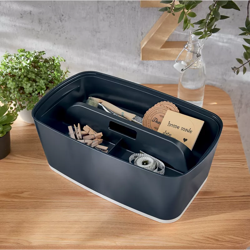 Leitz MyBox Cosy organizatora paplāte ar rokturi, maza, uzglabāšana, pelēka, plastmasa, 307 mm, 181 mm, 56 mm, 300 g