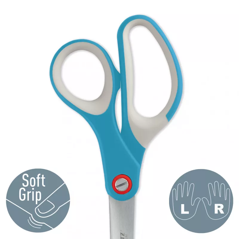 Leitz Cosy Titanium biroja šķēres 205 mm, Pieaugušie, Taisns griezums, Atsevišķi, Zilas, Nerūsējošais tērauds, Biroja šķēres