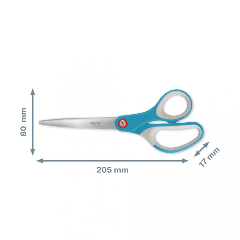 Leitz Cosy Titanium biroja šķēres 205 mm, Pieaugušie, Taisns griezums, Atsevišķi, Zilas, Nerūsējošais tērauds, Biroja šķēres