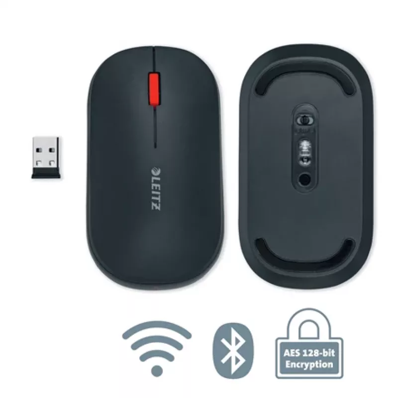 Leitz Cosy bezvadu pele, piemērota abām rokām, RF bezvadu + Bluetooth, 4000 DPI, pelēka