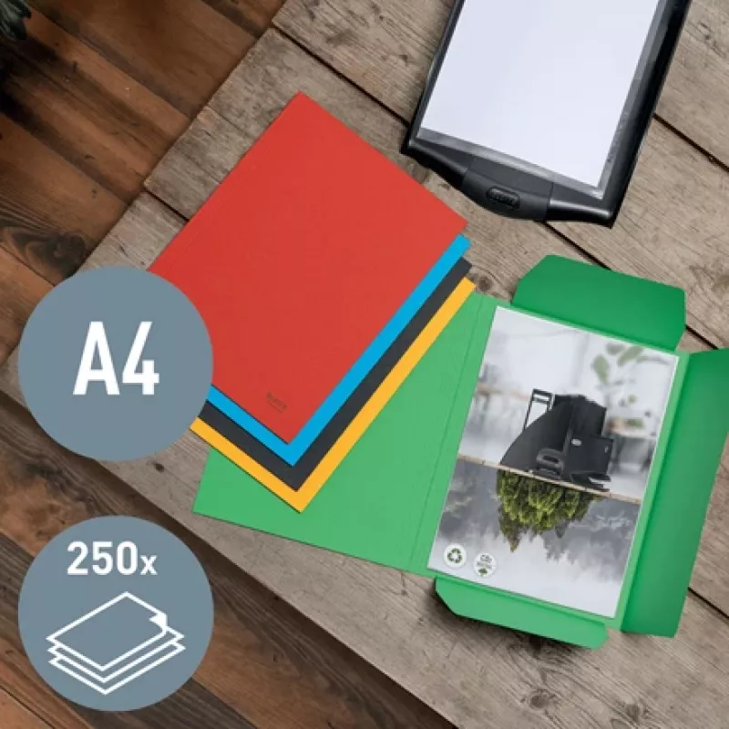 Leitz Recycle kartona mape ar 3 atlokiem, parastā dokumentu mape, A4, kartons, sarkana, 250 lapas, 80 g/m²