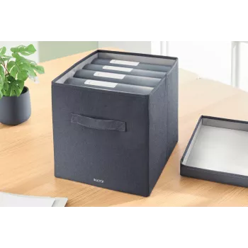 Leitz auduma uzglabāšanas kaste ar vāku, liela, 2 gab. iepakojumā, pelēka, audums, 330 mm, 380 mm, 325 mm, 1,24 kg