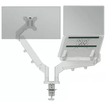 Leitz Ergo Space Saving Dual Monitor & Laptop Arm, Clamp/Grommet, 9 kg, 33 cm (13 collas), 81,3 cm (32 collas), 100 x 100 mm, Pelēks