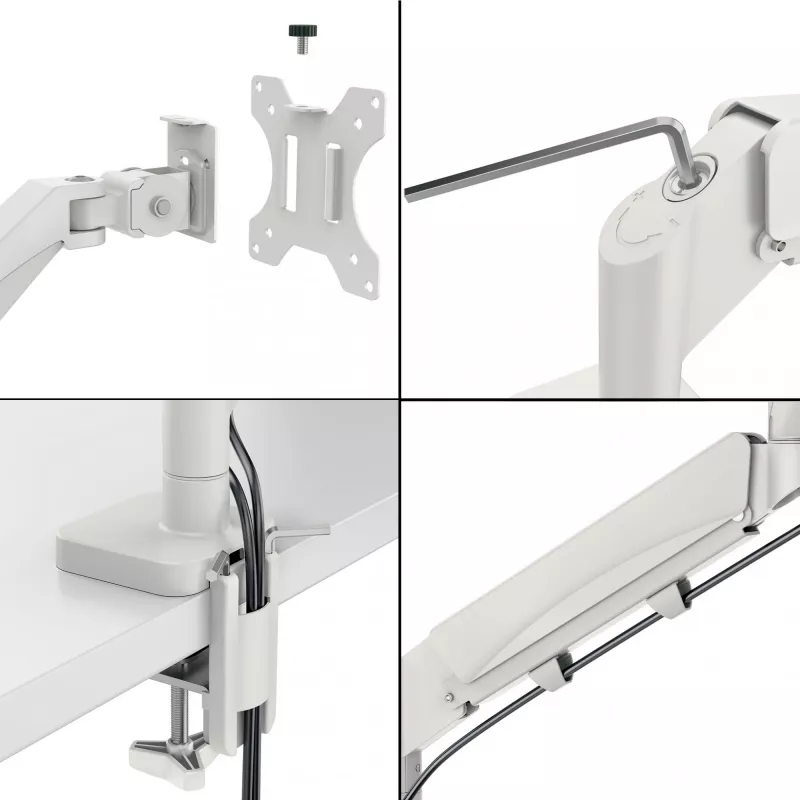 Leitz Ergo Space Saving Dual Monitor & Laptop Arm, Clamp/Grommet, 9 kg, 33 cm (13 collas), 81,3 cm (32 collas), 100 x 100 mm, Pelēks