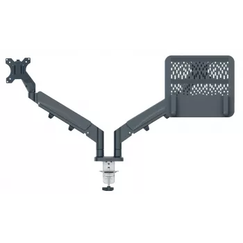 Leitz Ergo Space Saving Dual Monitor & Laptop Arm, Clamp/Grommet, 18 kg, 43.2 cm (17 collas), 81.3 cm (32 collas), 100 x 100 mm, tumši pelēks