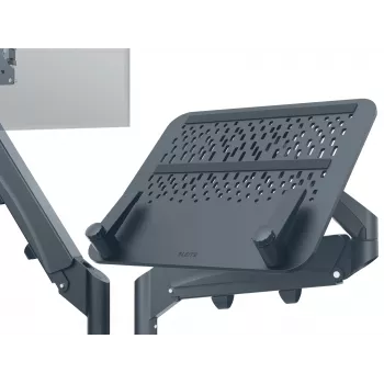 Leitz Ergo Space Saving Dual Monitor & Laptop Arm, Clamp/Grommet, 18 kg, 43.2 cm (17 collas), 81.3 cm (32 collas), 100 x 100 mm, tumši pelēks
